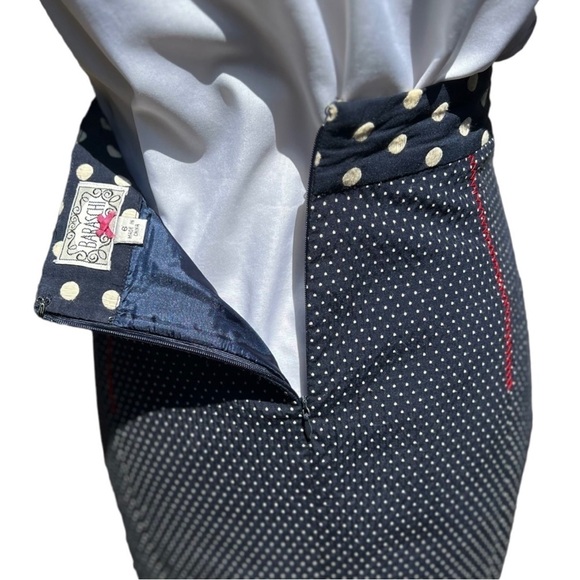 Yoana Baraschi Retro Navy Polka Dot Pin-up Style Pencil Skirt Size 6 - Picture 7 of 9
